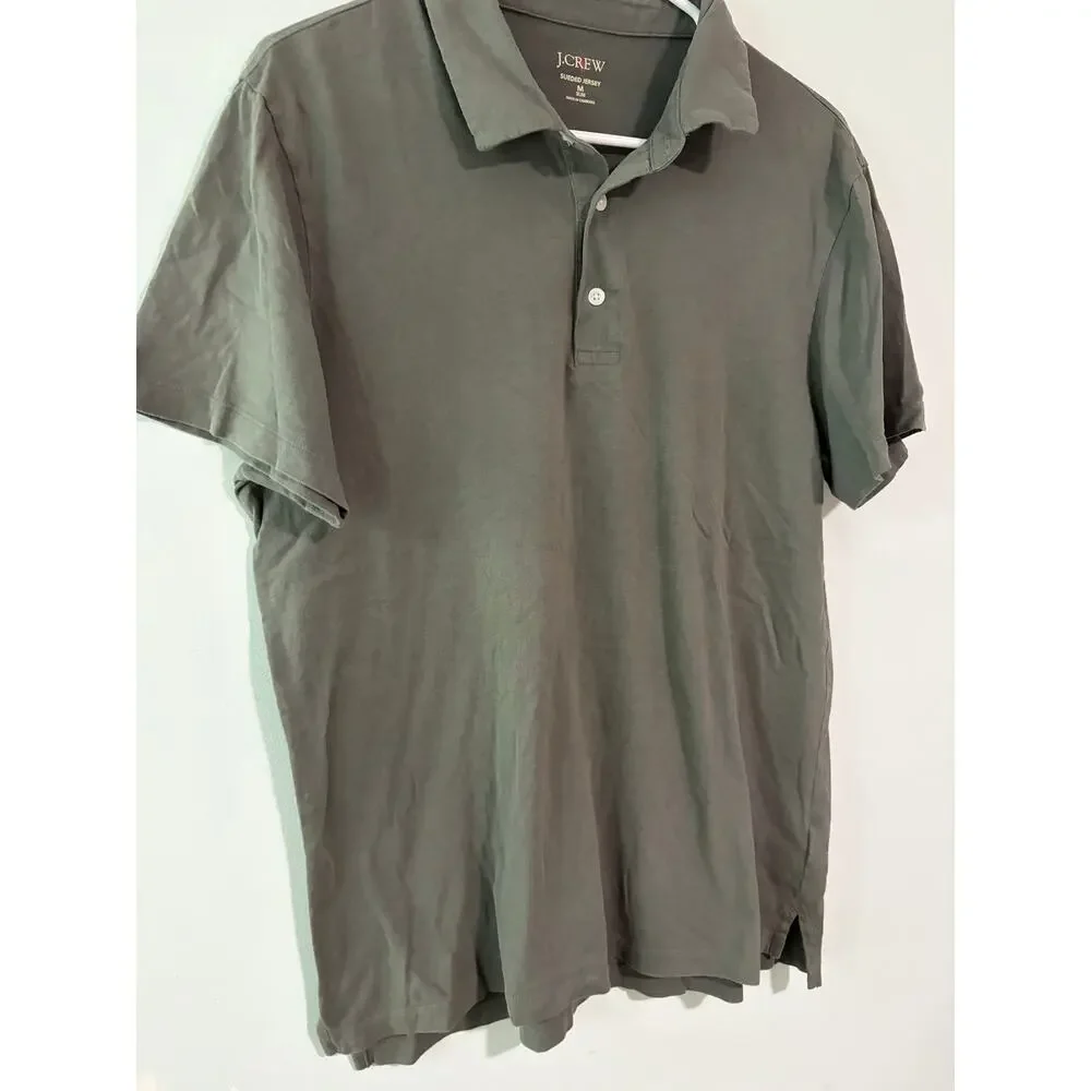 J.Crew Sueded Jersey Polo Men's Medium Slim Gray 100% Cotton